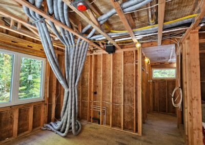Framing with exposed wiring and ventilation system