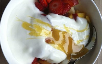 Cider-poached Apples with Goat Yogurt