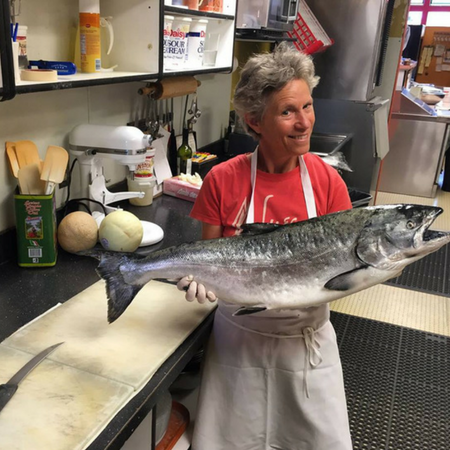 Pepper Sisters Owner Susan and a Local Fish