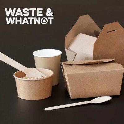Compostable product packaging like compostable boxes, cutlery, and cups