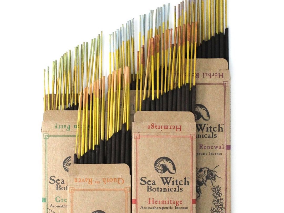 Stacks of incense from Sea Witch Botanicals.